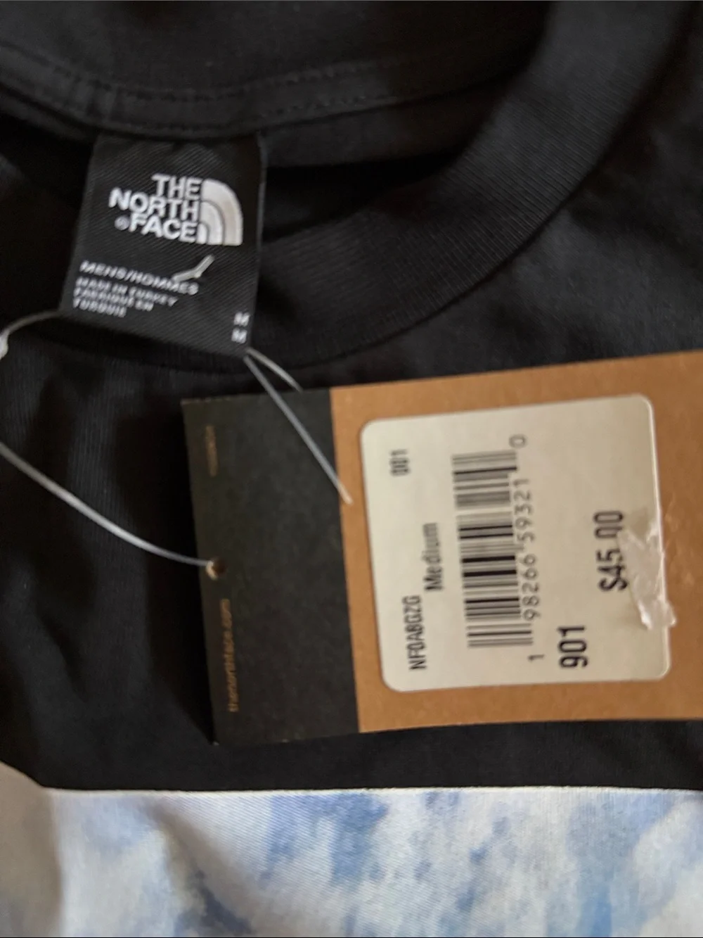 NWT The North Face Black Tee with Blue Mountain Graphic M